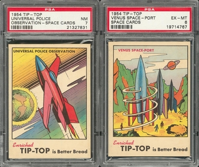 1954 D94-4 Tip-Top Bread "Space Cards" PSA-Graded Pair (2 Different)